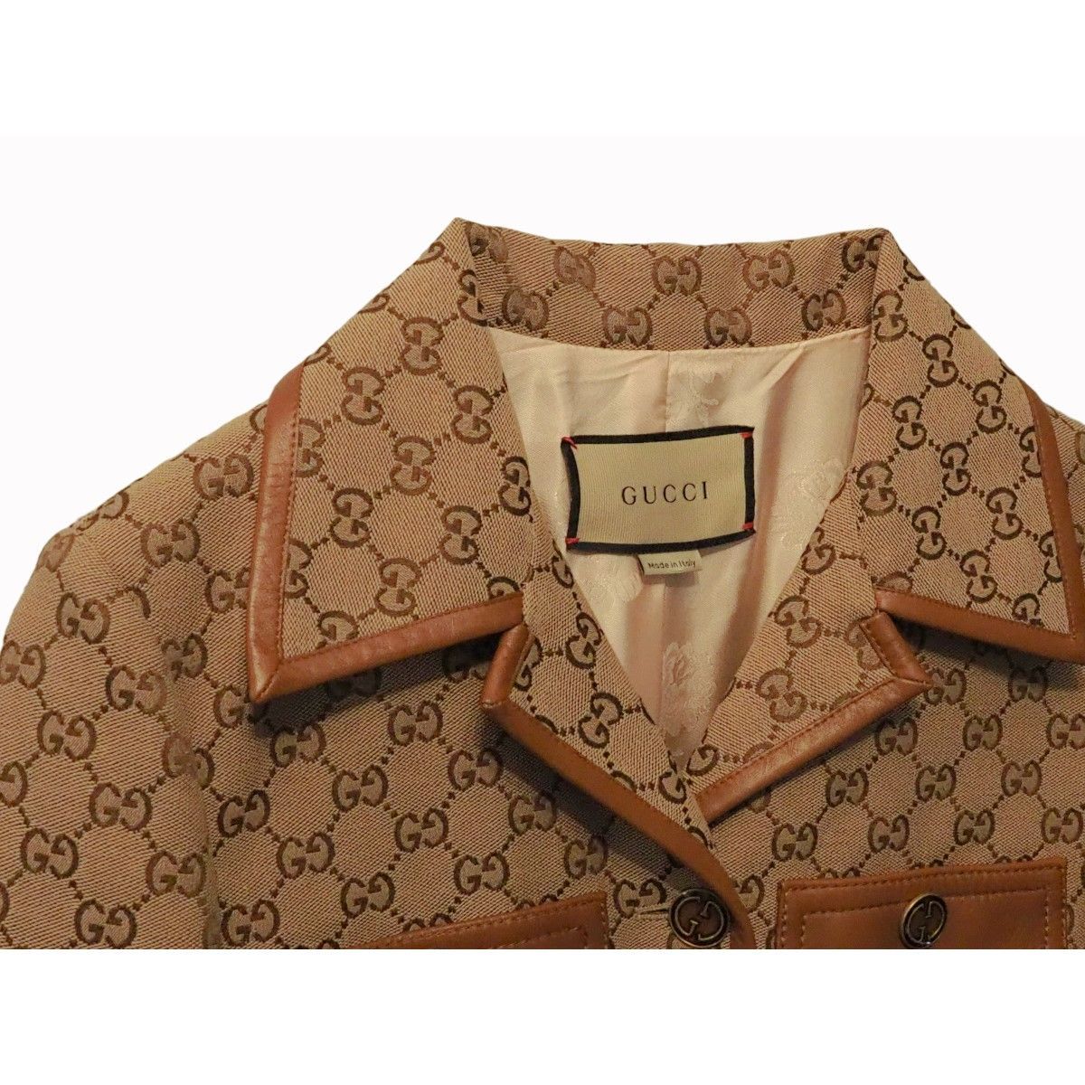 中古】GUCCI グッチ GGキャンバス ジャケット ウェブストライプ ベルト 