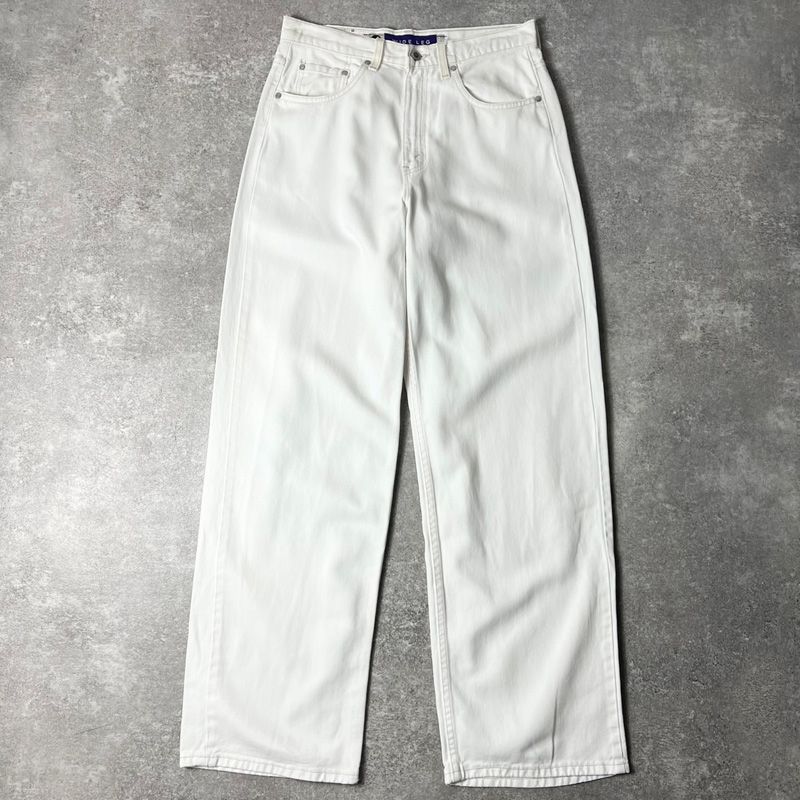 90s USA製 Levis シルバータブ WIDE LEG ホワイト デニム パンツ M
