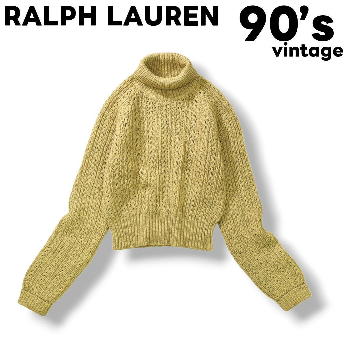 上質】 90sヴィンテージ ラルフローレン RALPH LAUREN タートルネック シルク混 ウール ニット セーター M ベージュ レディース ♪  - メルカリ