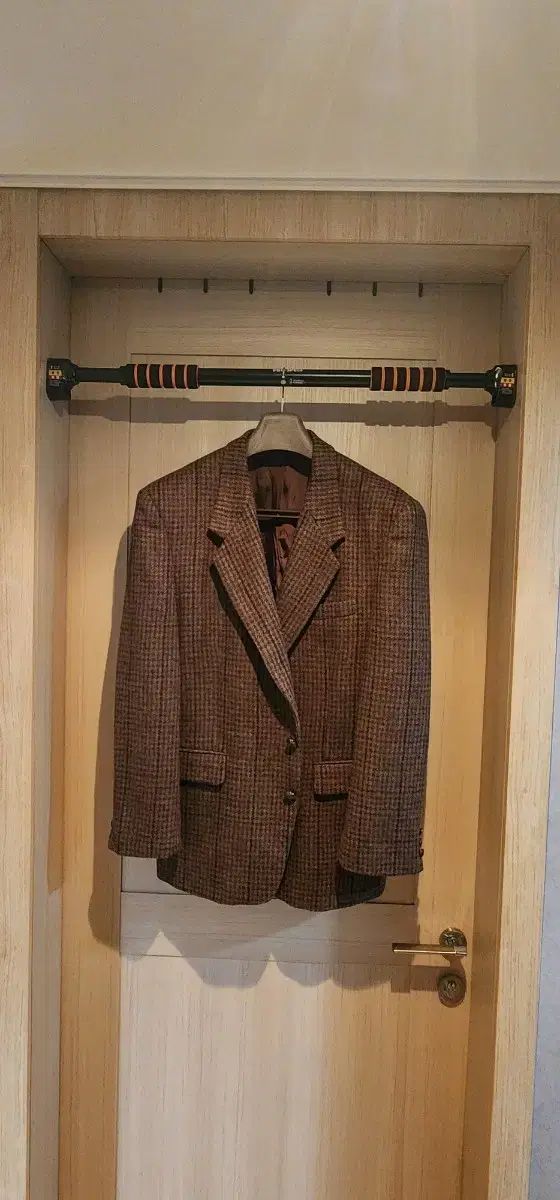 ブラウン CHECK ツイード ウールジャケット 2XL