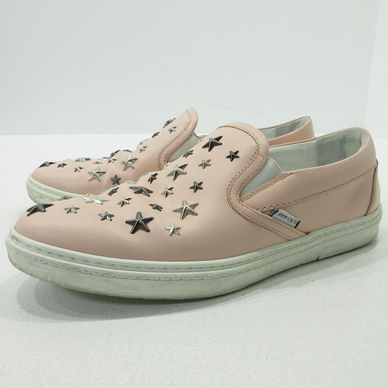 三重本店 JIMMY CHOO ジミーチュウ ローカットスニーカー スリッポン グローブ スタースタッズ ピンク サイズ 41 135