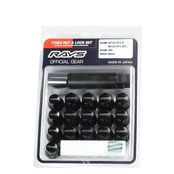 RAYS 17HEXロック-ナットセット 4ホール用 M12×1.25 BK ブラック 74082000003BK