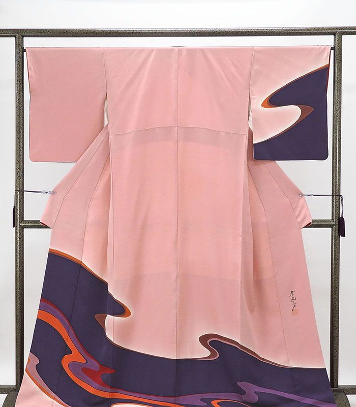 訪問着 正絹 染色作家 斉藤三才作 身丈164cm 裄丈66cm 付下訪問着 リサイクル 着物 結婚式 入学式 卒業式 b4184