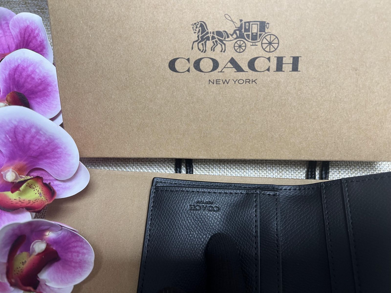 コーチ COACH二つ折り長財布 メンズ ロングウォレット 黒 シンプル