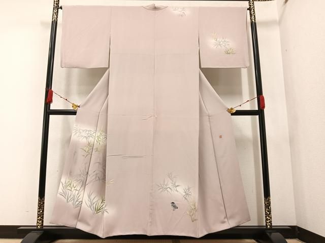 平和屋着物○本加賀友禅作家 鶴見保次 白山紬 色無地 藤