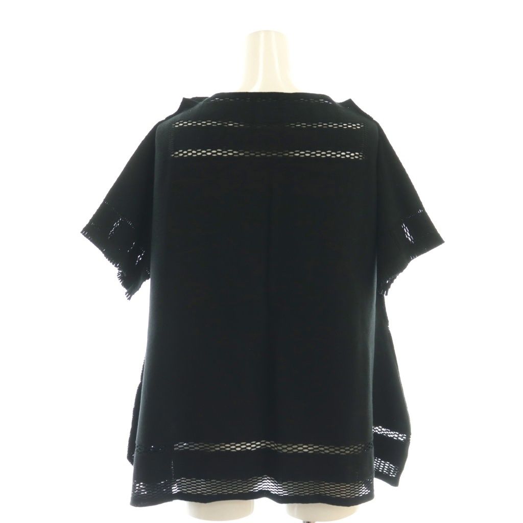 【me ISSEY MIYAKEミーイッセイ ミヤケ】黒ポケット付き半袖ブラウス イッセイミヤケ ISSEY MIYAKE A-POC 半袖ニット セーター 2 黒