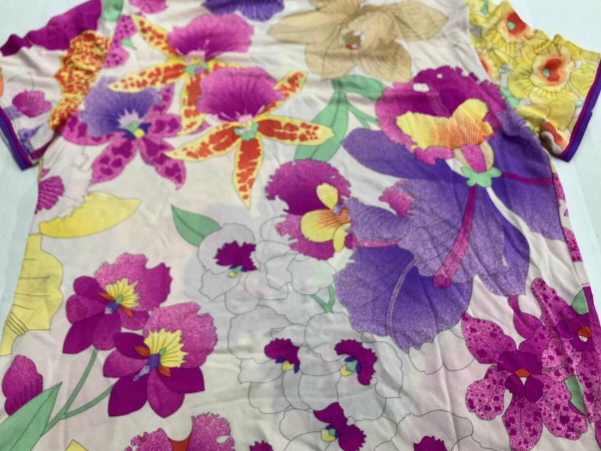 LEONARD 半袖カットソー レオナール 半袖Tシャツ 総柄 花柄 シルク100