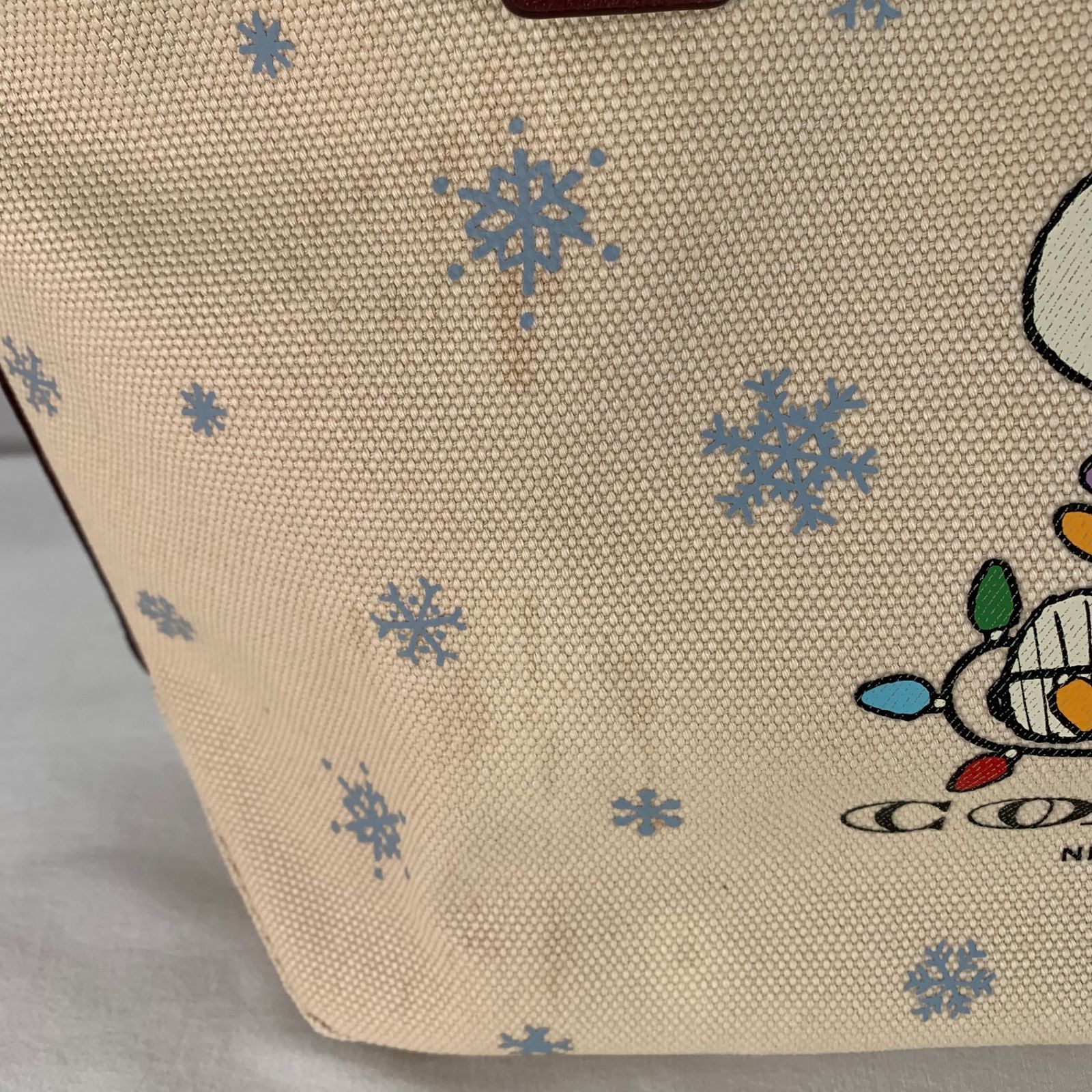 COACH コーチ キャンバストート バッグ スヌーピー アイス スケート 