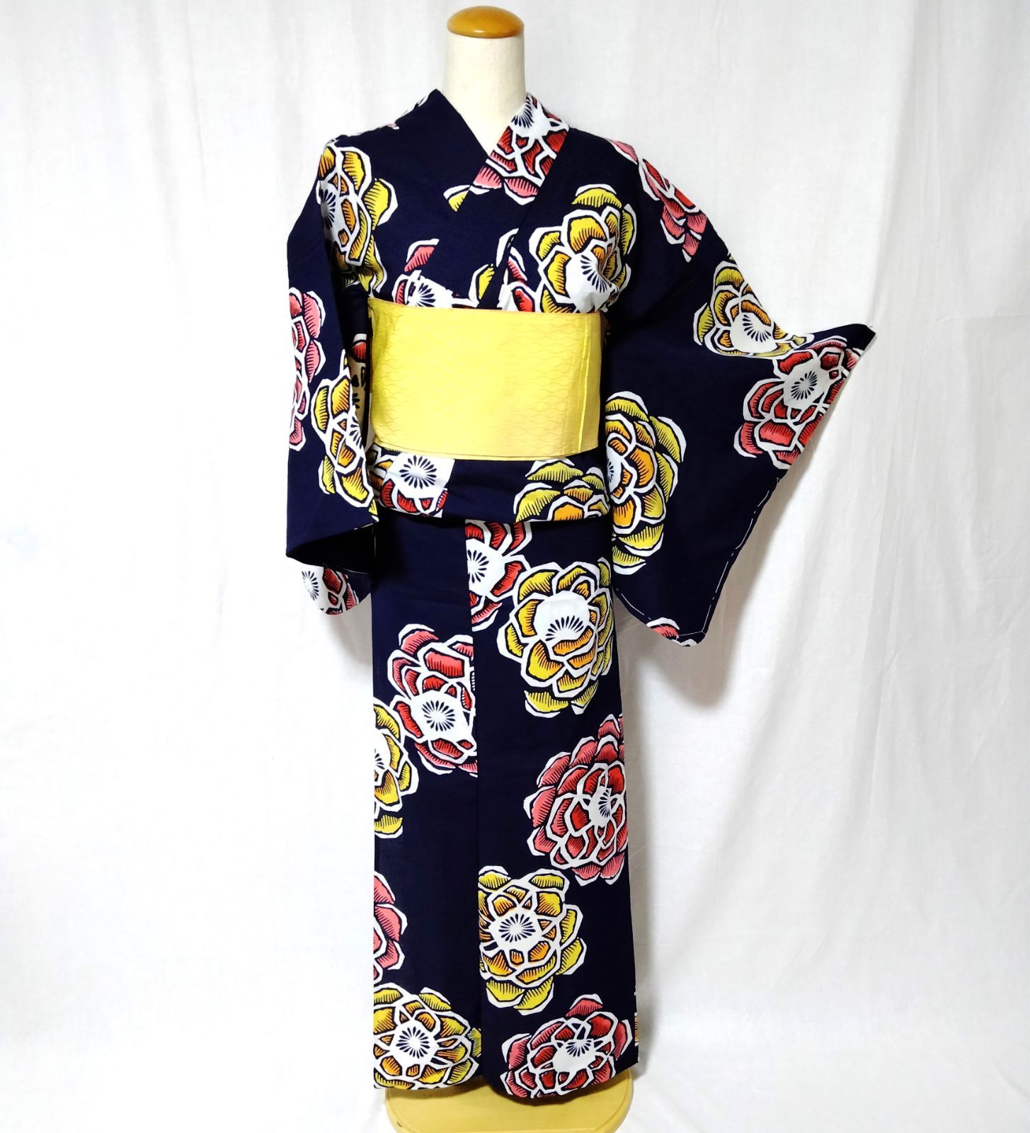 浴衣 本染め 花柄 リユース品 ⑮ 楽天市場】【単品】女性用浴衣 レディース 生成地に波柄琉金 綿