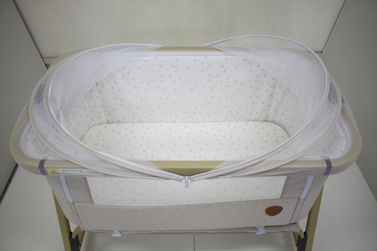 美品 HZDMJ ベビーベッド ベージュ 寝台サイズ約85×48 折畳可能