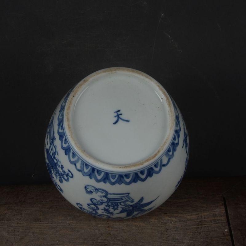 手画青花嬰児戯紋天の字壺 景徳鎮 陶磁器 装飾品 現代工芸品 美術品 置物 中国美術 青花嬰戯紋天字壺 景徳鎮 陶磁器 装飾品 現代工芸品