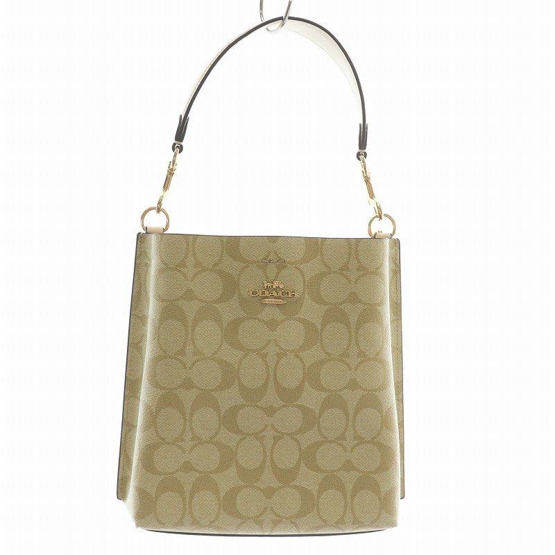 美品　COACH　コーチ　モリー バケッ卜　PVC×レザー　2way コーチ COACH モリー バケット バッグ 22 ハンドバッグ