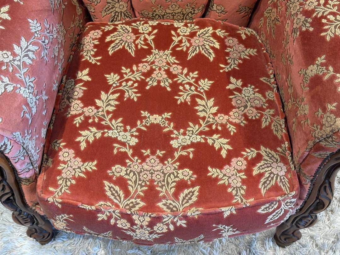 イタリア　アンティーク　ロココ　クラシック　鋲打　リベット　猫脚　金華山織　KG イタリア アンティーク ロココ クラシック 鋲打 リベット 猫脚