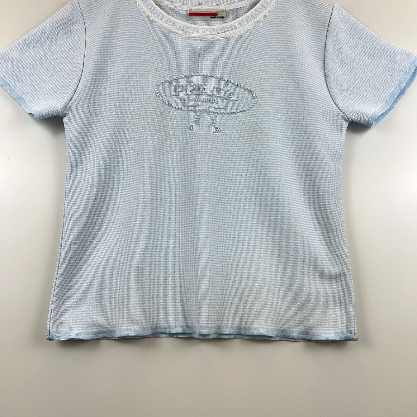 PRADA sports archiveシャツ PRADA SPORT 00s y2k archive stripes emboss logo Tee プラダ