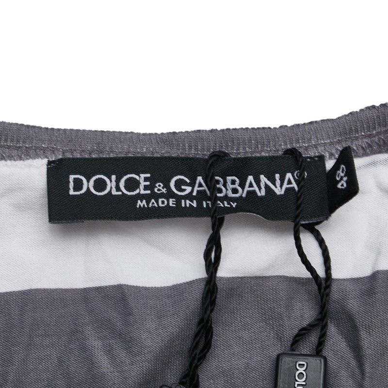 お届けも可 ドルチェアンドガッバーナ ボーダー タンクトップ サイズ 48 ホワイト グレー コットン メンズ DOLCE-GABBANA 1-0231090 セール開催中！