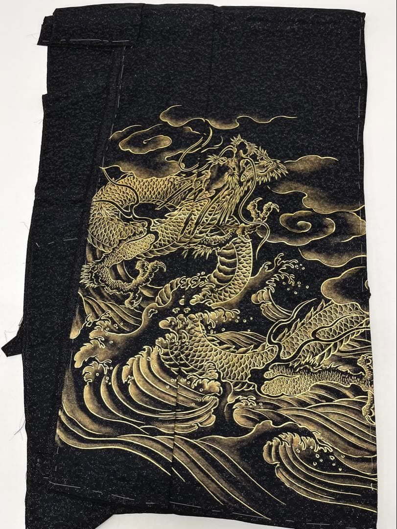 訪問着 未仕立て品 仮絵羽 銀通し 龍 正絹 八掛付き 大衆演劇 舞台衣装