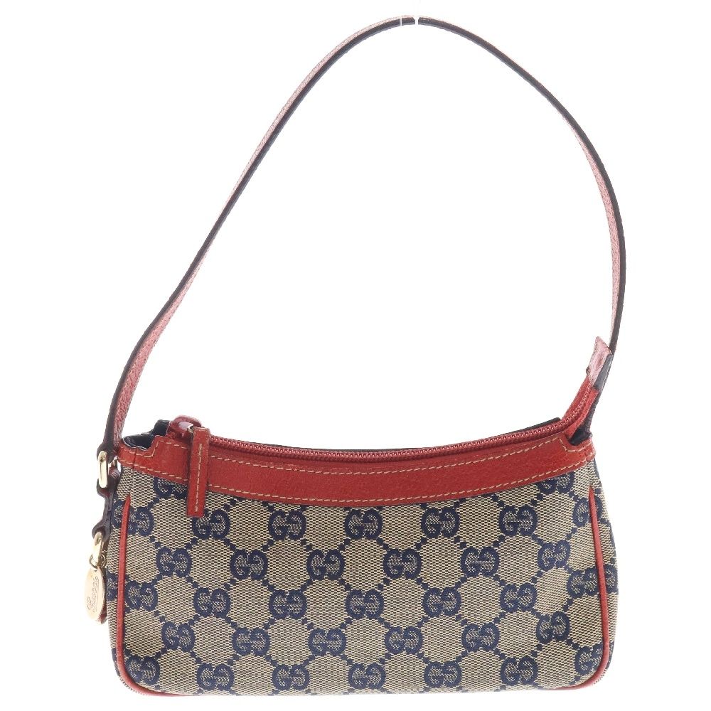 GUCCI グッチ GGキャンバス ワンショルダーバッグ レッド レザー