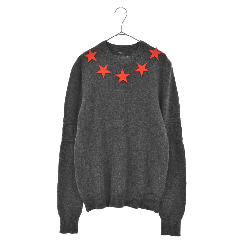 GIVENCHY (ジバンシィ) STAR PATCH KNIT 13F 7710553 スターパッチ ウールクルーネックニット 長袖セーター グレー