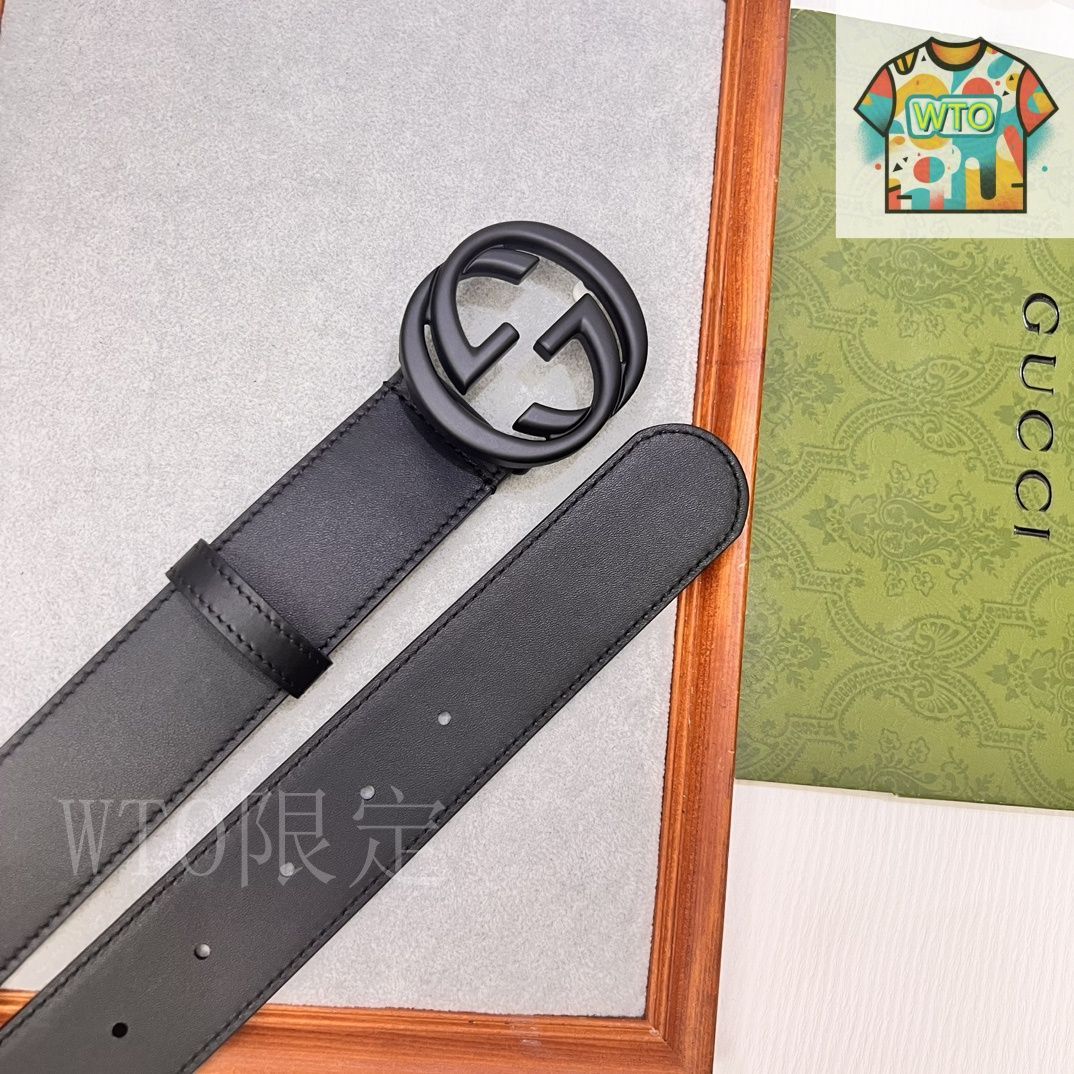 今日特価】Gucci 2024 年式 3.8cm 幅 輸入生地 & 本革ベルト-3