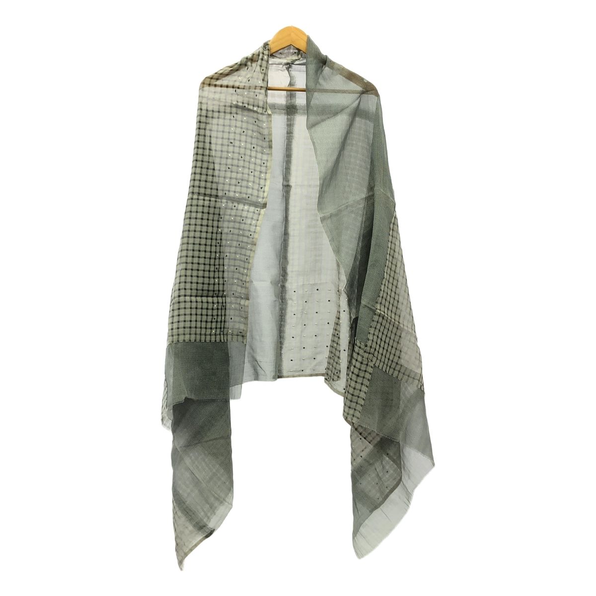 tricot COMME des GARCONS | トリココムデギャルソン | コットン シルク エンブロイダリー パッチ 大判 ストール | グレー