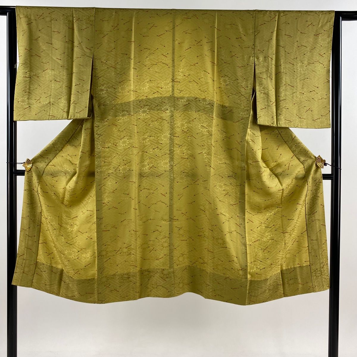 長襦袢 身丈121cm 裄丈63cm S かんざし 地紋 薄黄土色 正絹 秀品