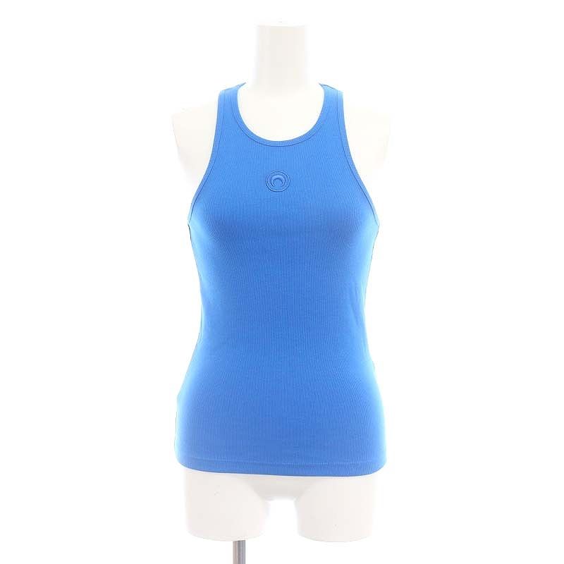 マリーンセル MARINE SERRE 24SS Organic Cotton Rib 2x2 Tank Top タンクトップ ニット ノースリーブ 青 ブルー |MI OS
