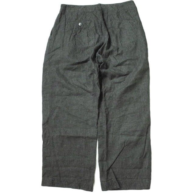 KUON 20SS 麻・墨染チェック 1タックワイドパンツ 2001-PT02 - メルカリ 