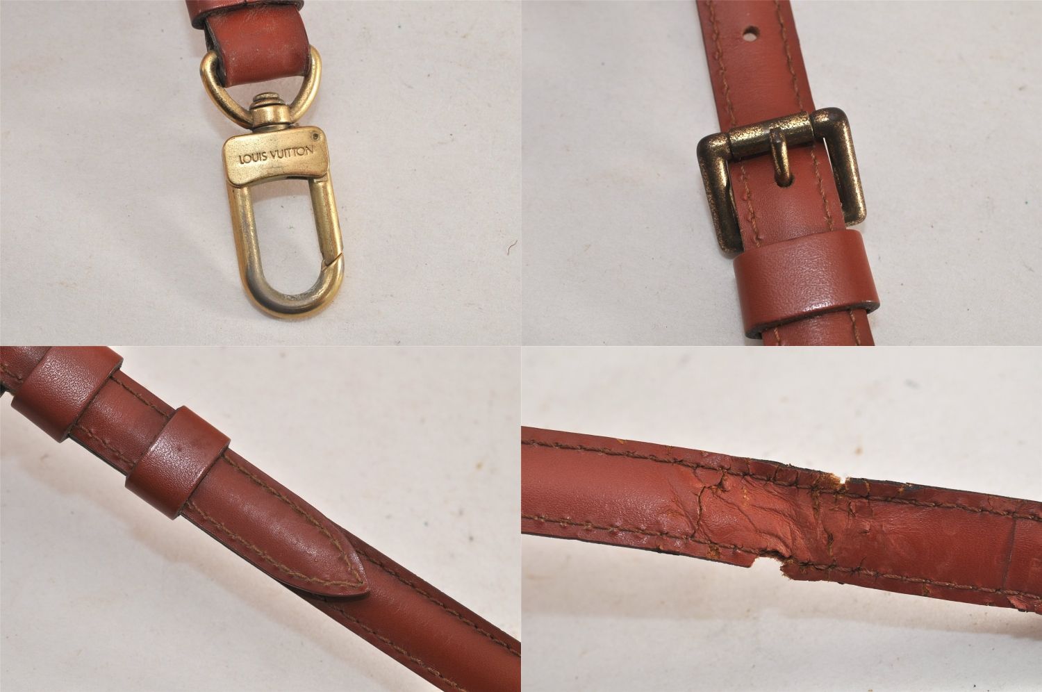 Louis Vuitton レザー ストラップ ブラウン LOUIS VUITTON ルイヴィトン レザー ショルダーストラップ