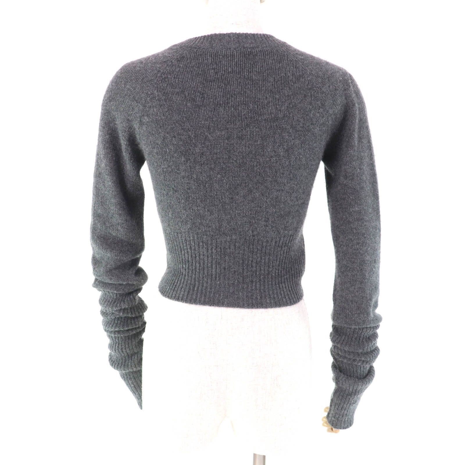 美品★PRADA プラダ 2020年製 P25G73 カシミヤ100％ Vネック クロップド ニットカーディガン グレー 36 イタリア製  正規品 レディース PRADA - 美品☆PRADA プラダ 2020年製 P25G73 カシミヤ100％ V