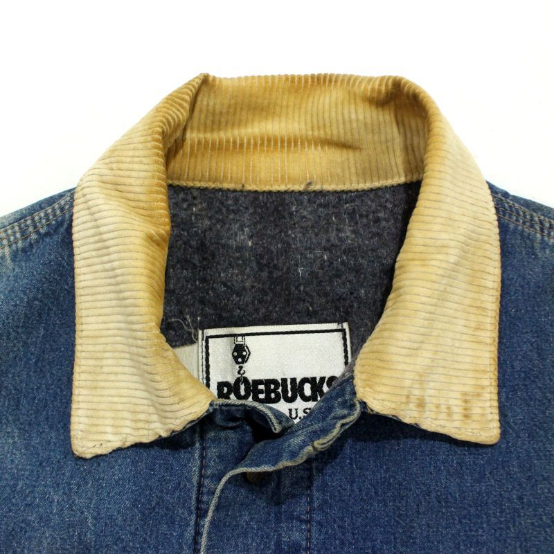 80s USA製 vintage ROEBUCKS 襟コーデュロイ 裏地ブランケット