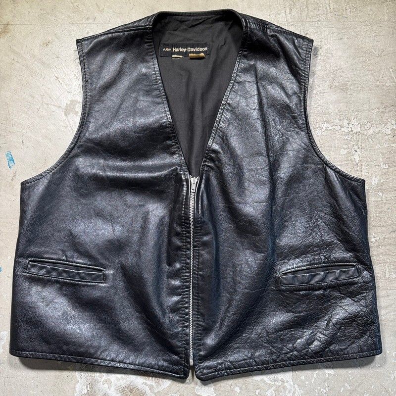 70's HARLEY DAVIDSON AMF期 レザーライダースベスト アルミ
