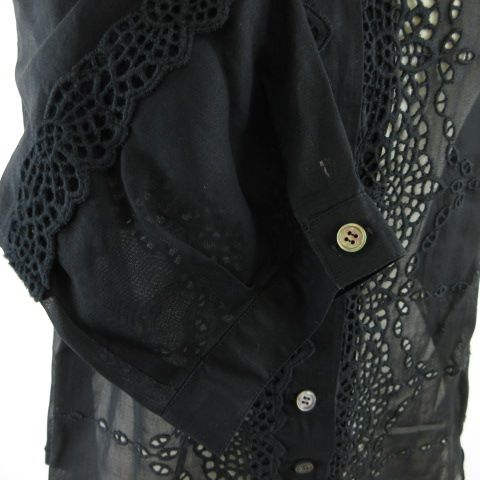 ANTENNE シャツ ブラウス 七分袖 刺繍 黒 44 *T382 レディース other - ANTENNE シャツ ブラウス 七分袖 刺繍 黒 44 *T382の