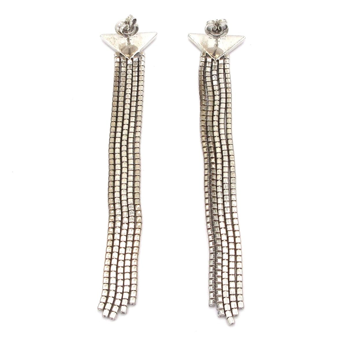 PRADA プラダ ピアス シルバー×クリア トライアングルロゴ