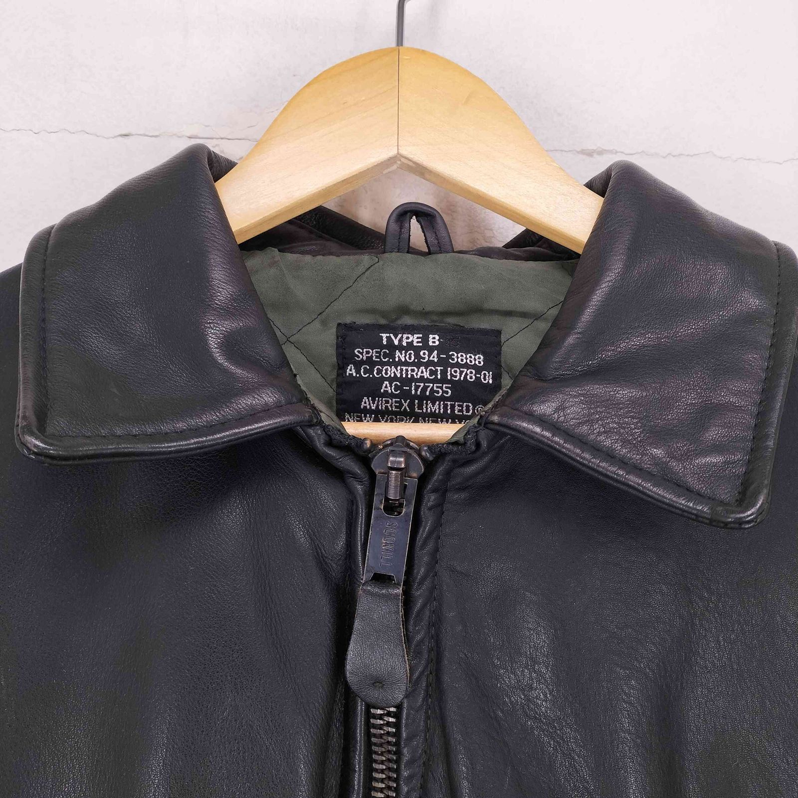 希少 AVIREX B-15 オールレザー フライトJKT AVIREX - 90's AVIREX 希少 B-15 オールレザー フライトJKT 短丈