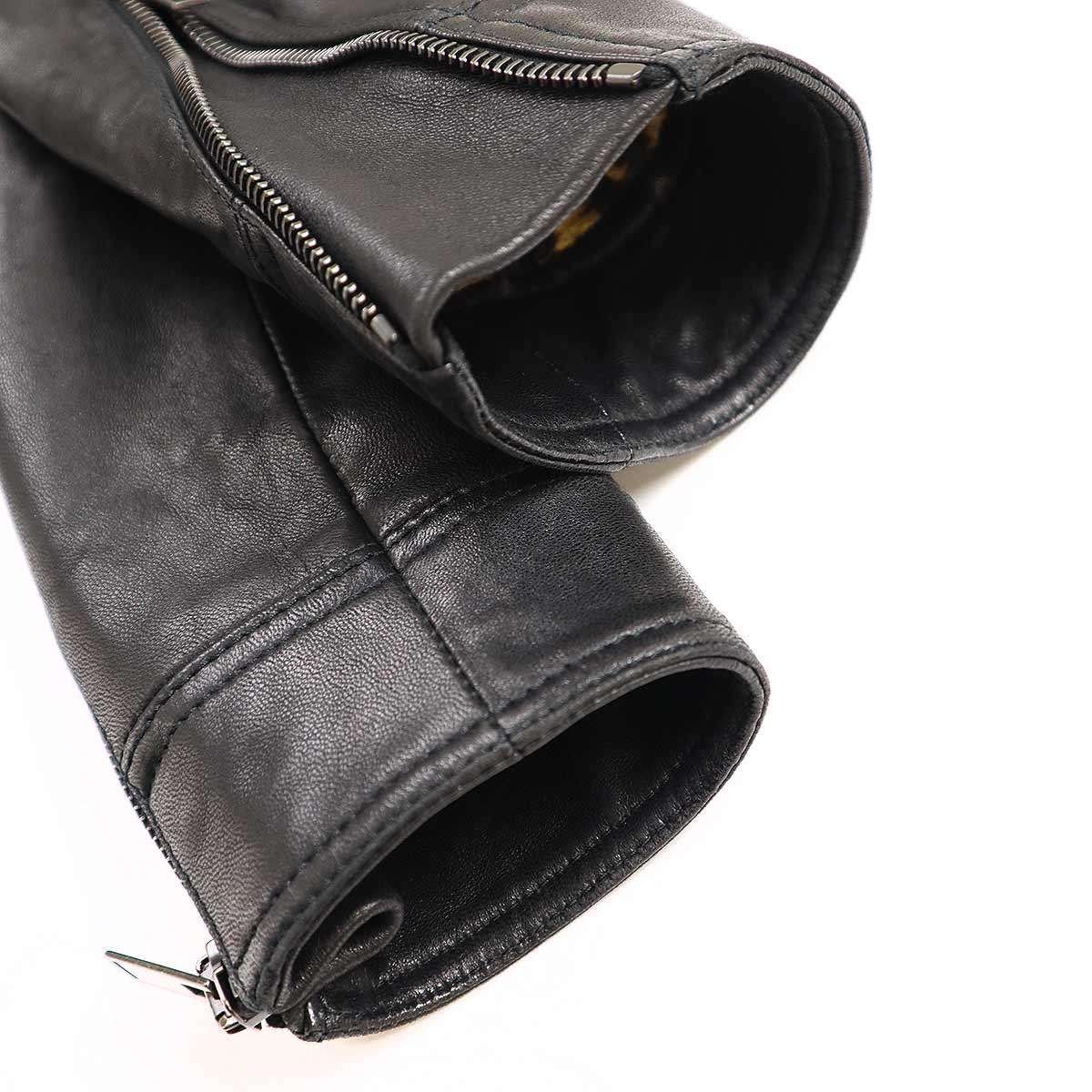SAINT LAURENT - SAINT LAURENT PARIS サンローラン パリ 18AW  L00 裏地レオパードレザーライダースジャケット 536902 ブラック 34 SAINT LAURENT PARIS サンローラン パリ 18AW L00 裏地レオパード