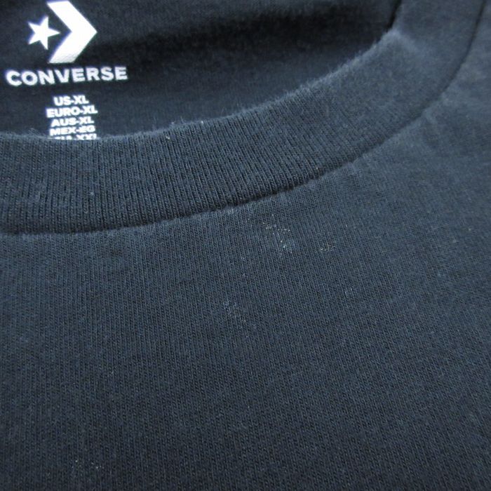 L/古着 コンバース CONVERSE 半袖 ブランド Tシャツ メンズ ビッグロゴ コットン クルーネック 黒 ブラック 24jul06 中古