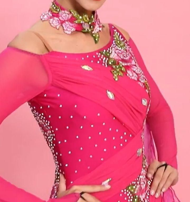 社交ダンスドレス スタンダードドレス モダンダンス 薔薇 オーダー