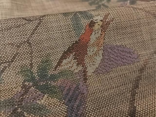 平和屋着物○本場大島紬 9マルキ 枝花鳥文 正絹 逸品 AAAU0277np  