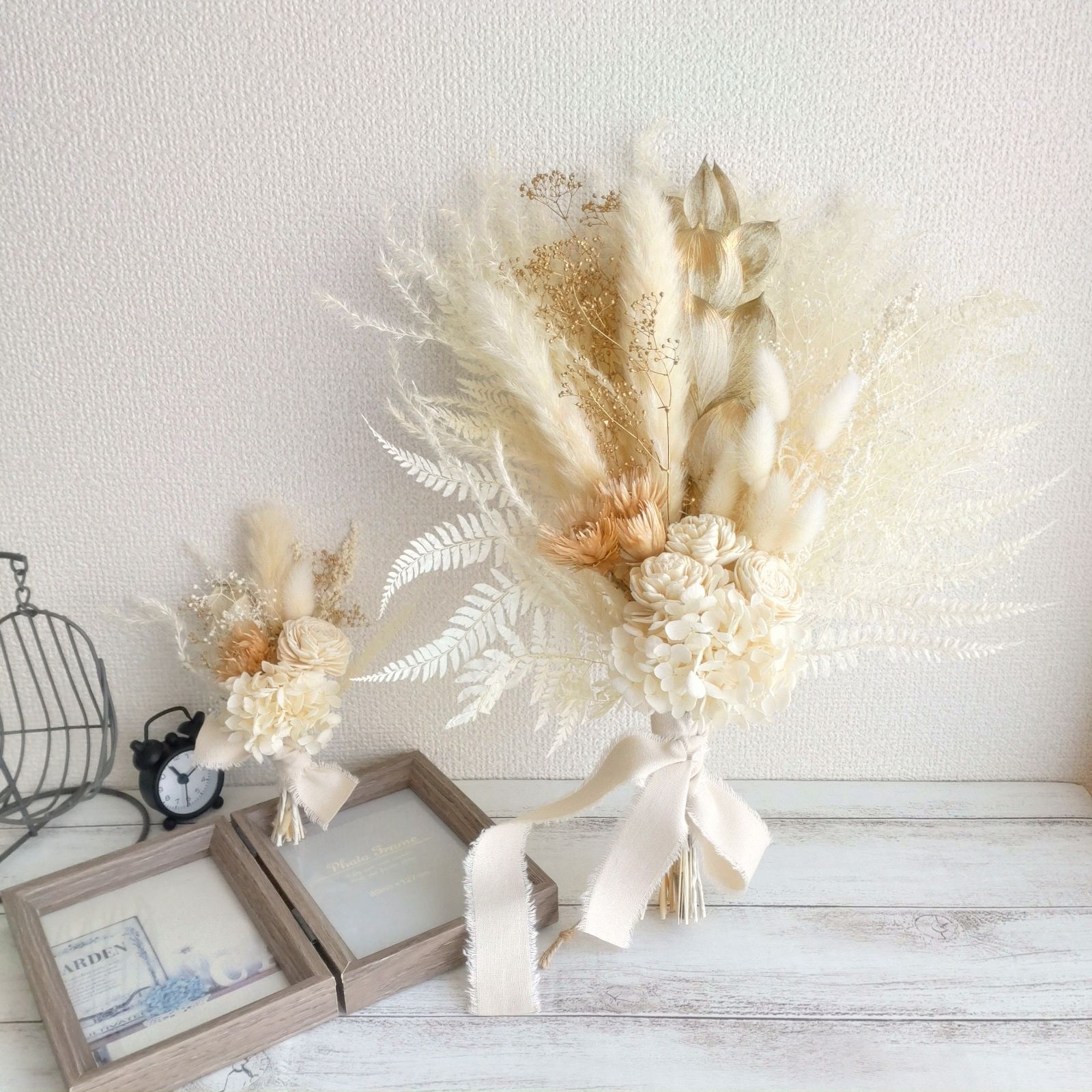 ブートニア＋ベッドパーツ付き】ソラフラワー ブライダルブーケ ドライ