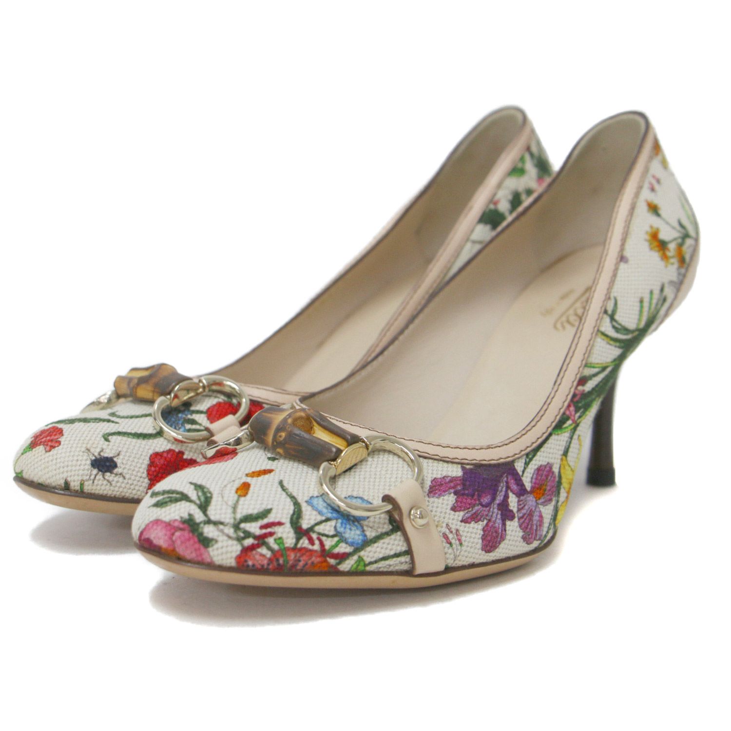 GUCCI グッチ パンプス ベージュ系 サイズ:US7.5(24.5cm) ラウンドトゥ 