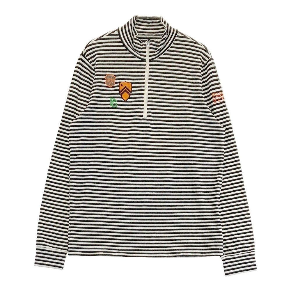 サイズ：5 PEARLY GATES パーリーゲイツ 2023年 長袖ハーフジップTシャツ  ブラック系 [240101464240] ゴルフウェア メンズ ストスト PEARLY GATES パーリーゲイツ 2023年モデル ハーフジップ 長袖T