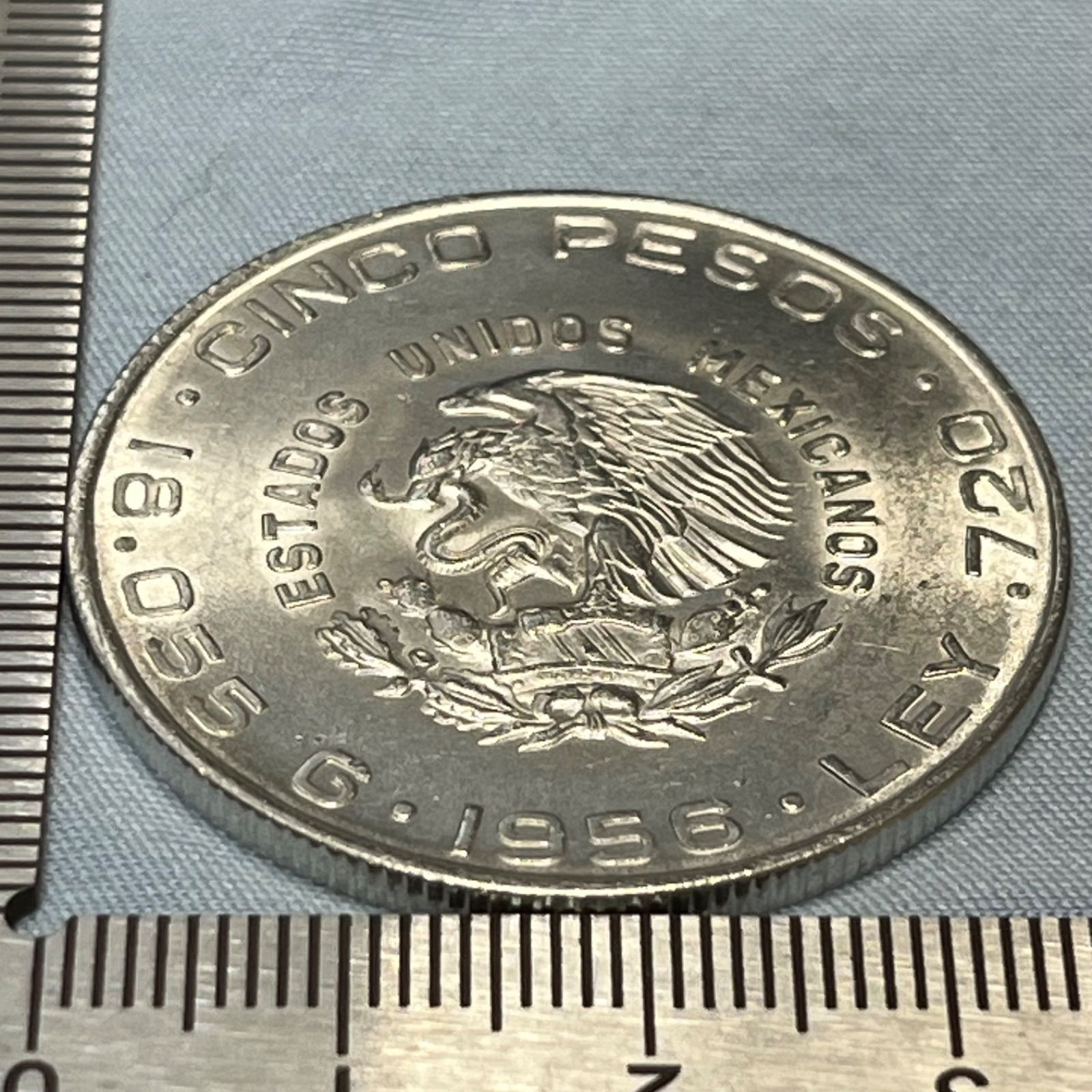 銀貨】1956年 メキシコ 5ペソ銀貨／ミゲル・イダルゴ「独立と自由