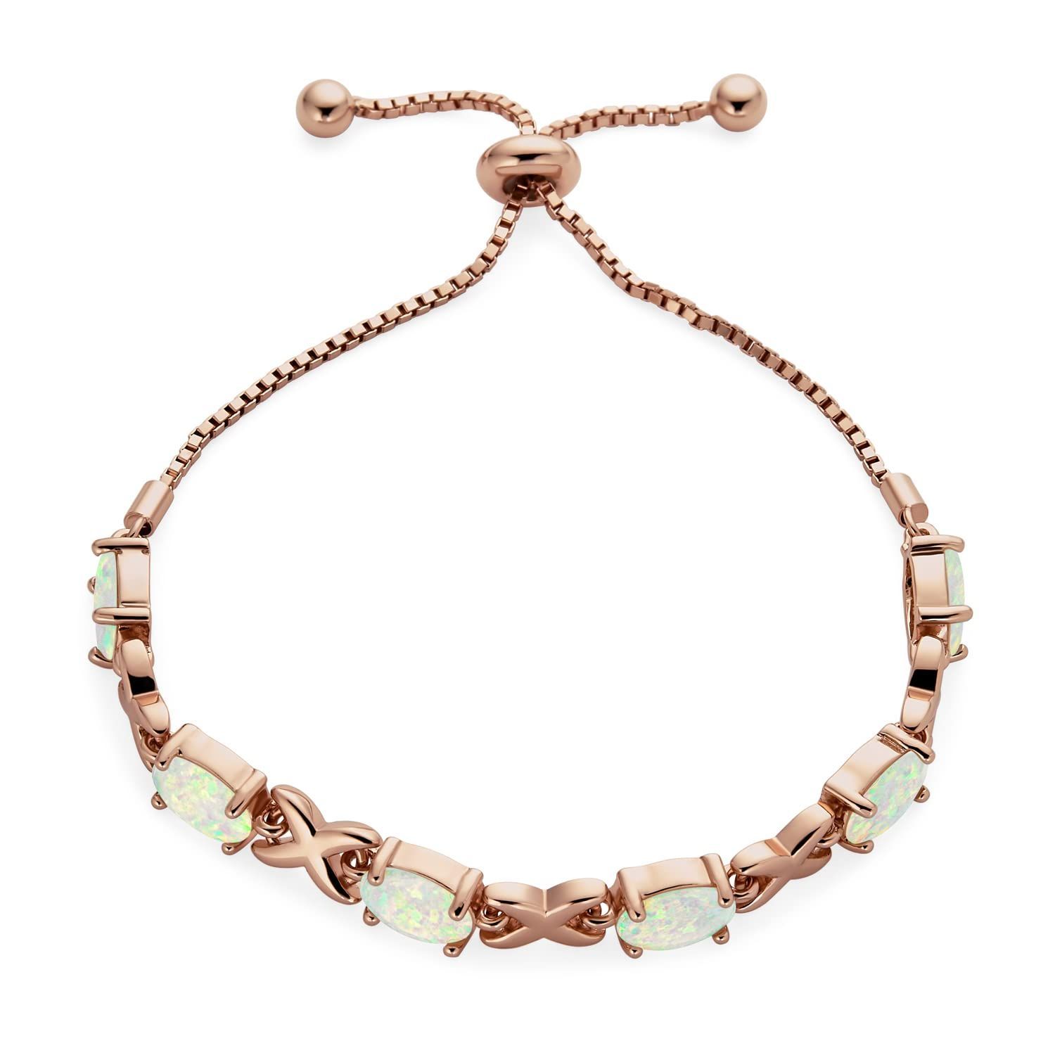  数量 ローズゴールドメッキ.925スターリングシルバー調整 スライド7 ブレスレット アクセサリー