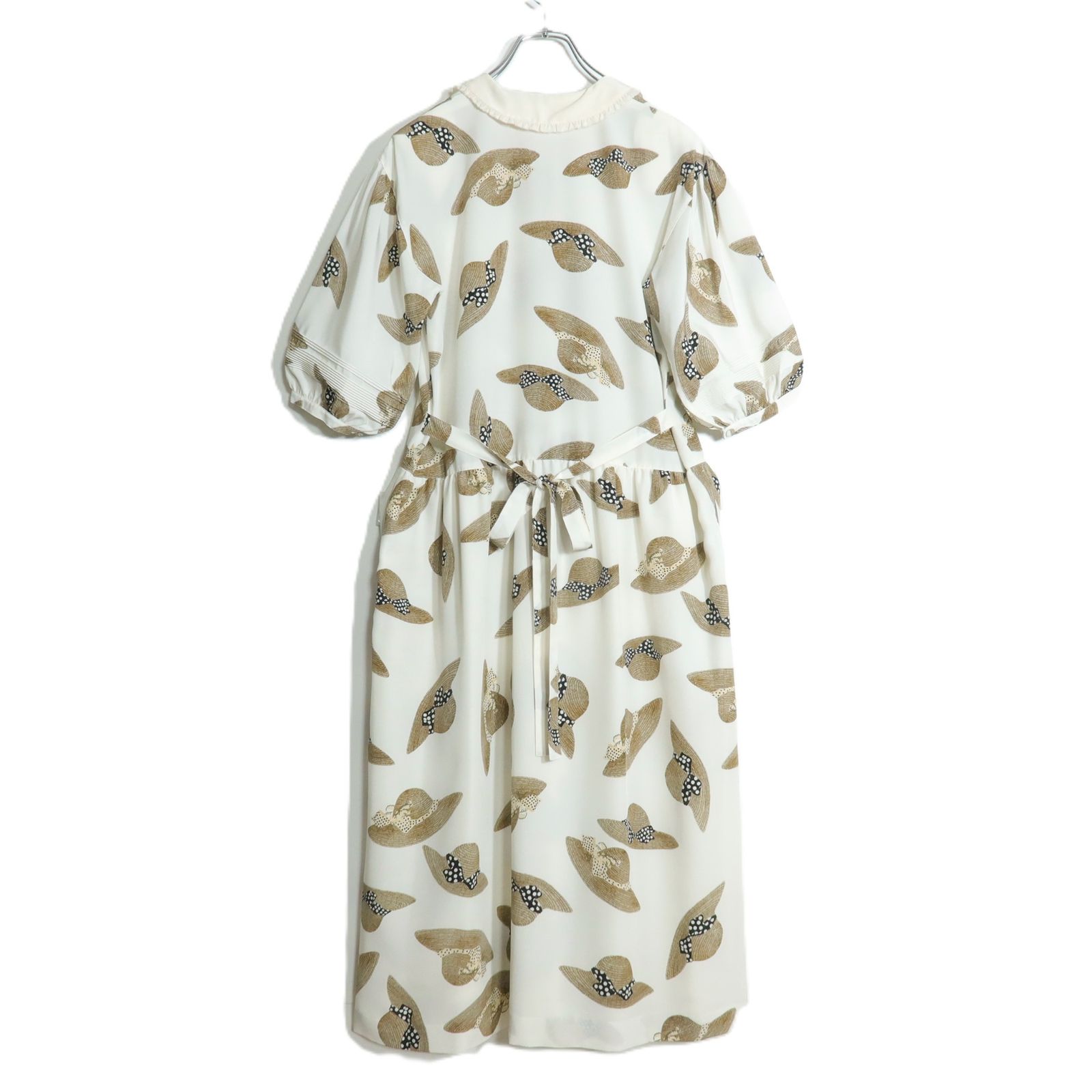 ピンクハウス☆キュートな帽子プリント♪襟付きワンピース アイボリー