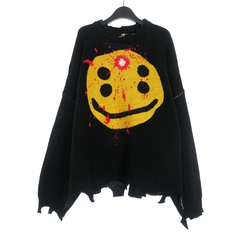 セントマイケル SAINTMICHAEL 24AW /CP_CREW KNT/SMILE ニット セーター 長袖 XL ブラック 黒 SM-YS1-0000-C07