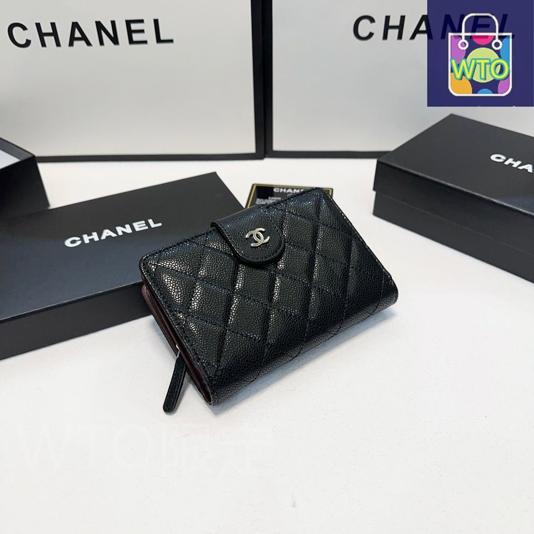 自分へのご褒美 今日 Chanel シャネル クラシックダブルフォールド財布シリーズ キャビアレザー使用で菱格刺繍を施し手触りが柔らかい