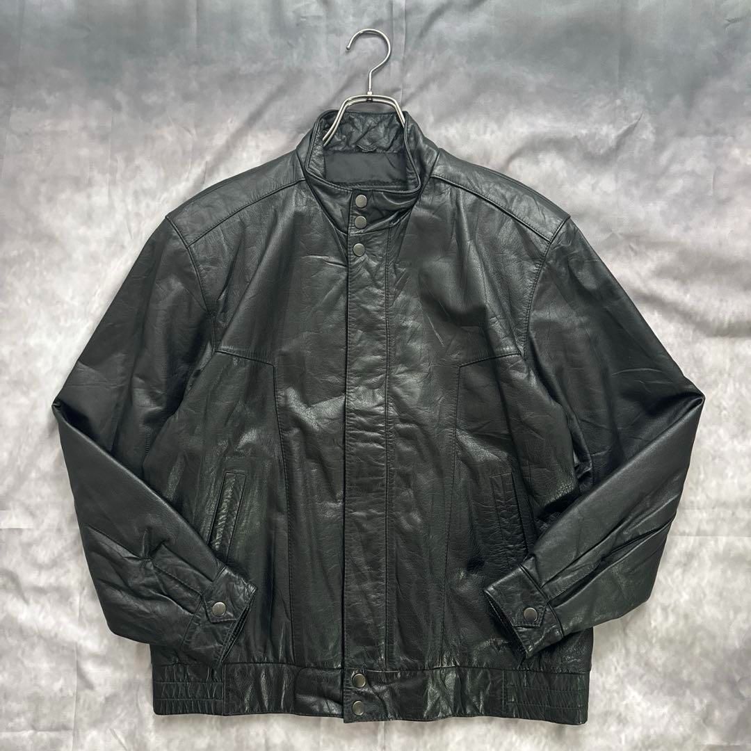 韓国古着　レザーブルゾン　レザージャケット　革ジャン　本革　牛革　　黒　y2k 韓国古着レザーブルゾンレザージャケット革ジャン本革牛革黒y2k