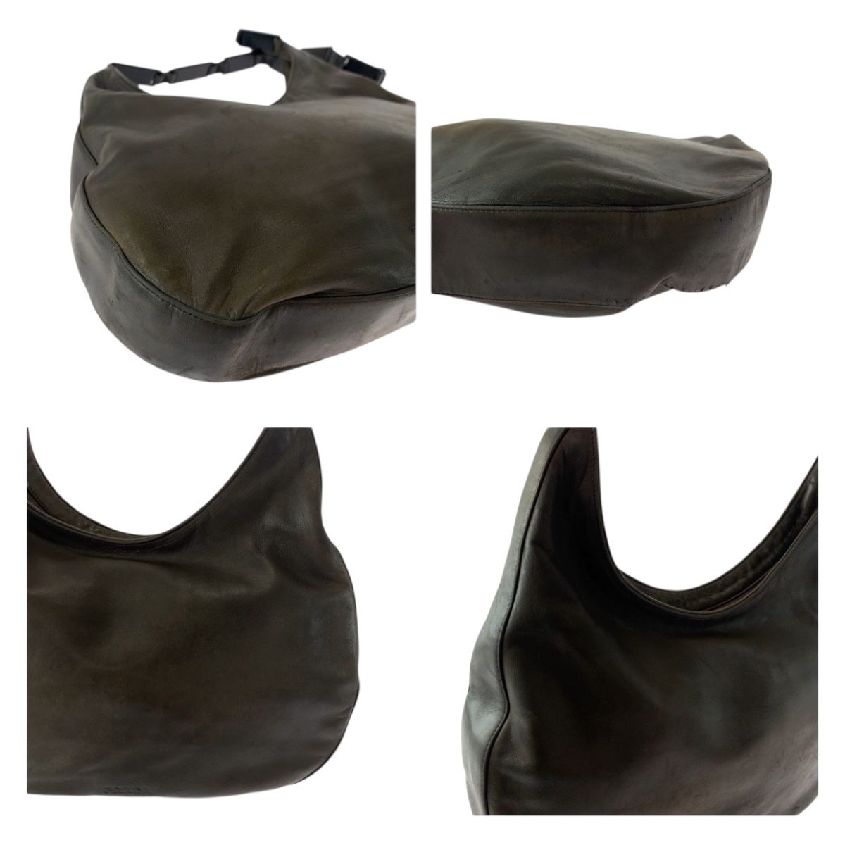美品　PRADA プラダ　ショルダーストラップ　レザー　金具　焦茶　ブラウン PRADA - プラダ PRADA ショルダーバッグ ナイロン/レザー