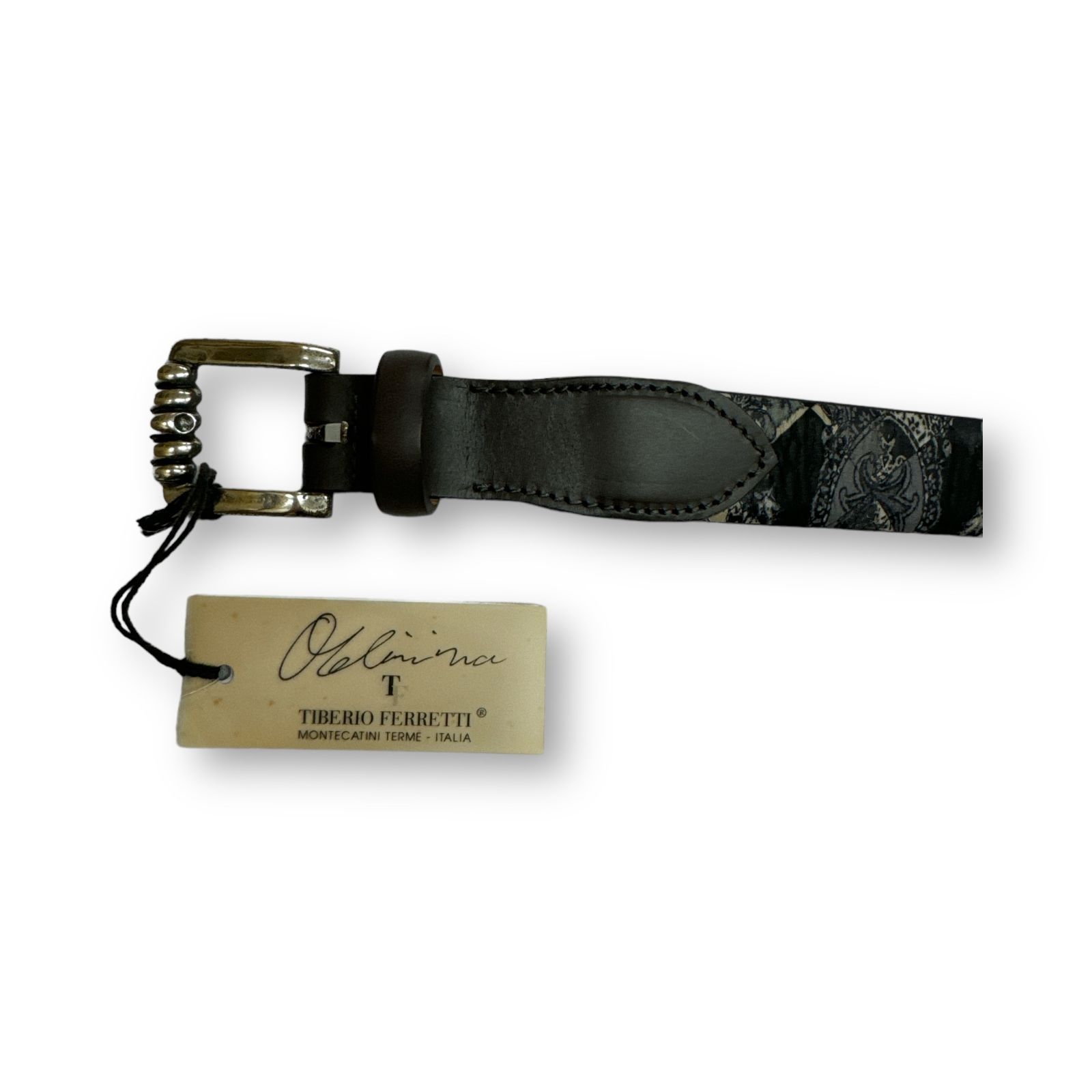 新品 TIBERIO FERRETTI ベルト 85 ティベリオ フェレッティ レザー ブラック アンボワーズ、j m davidson好きな方にも TIBERIO FERRETTI イントレチャート フック式 ロープベルト 85