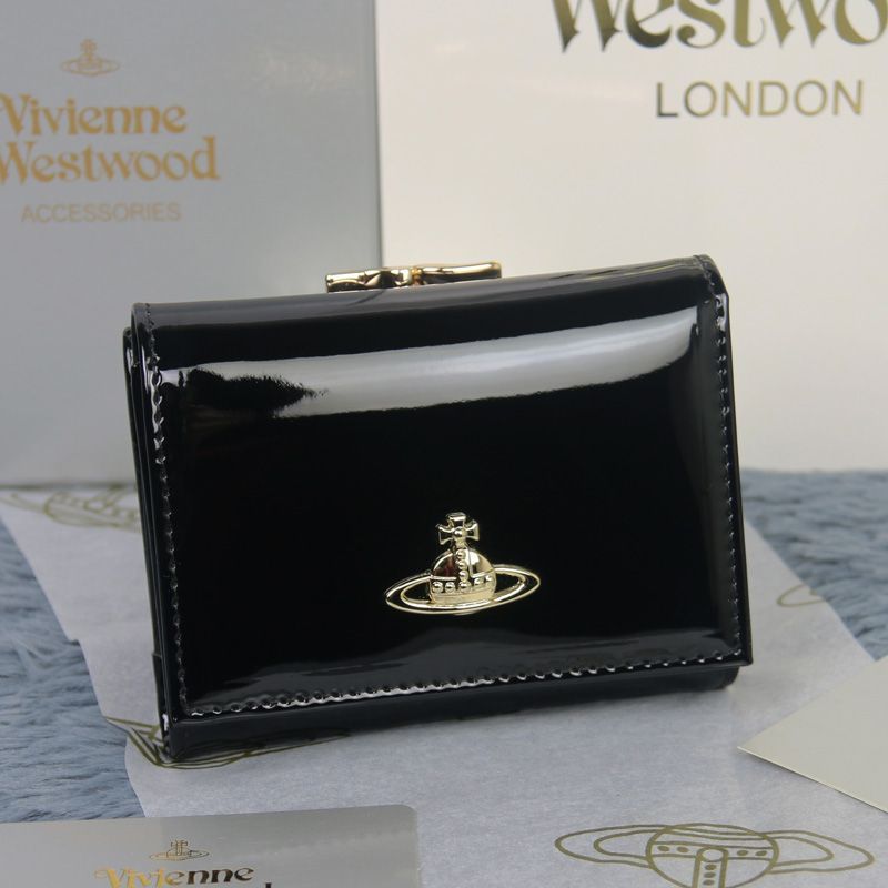 手乗りサイズ！ヴィヴィアン エナメルブラック 財布